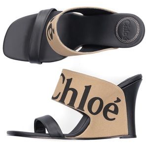 Chloe Verena Logo Canvas and Leather Sandal